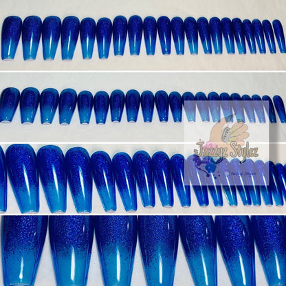 50% OFF!! 20 Piece Blue Jelly and Holographic Ballerina Press Ons