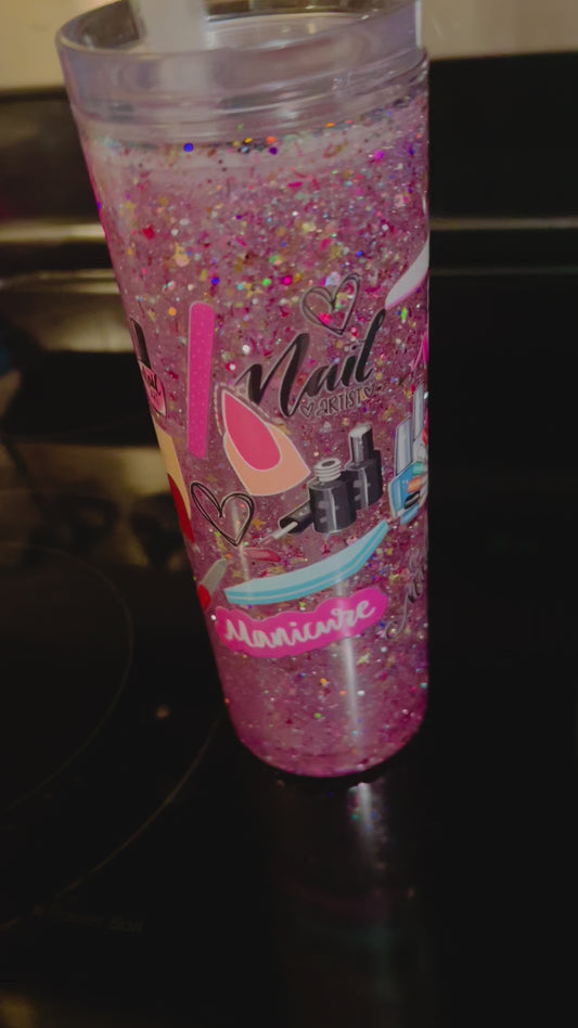 Glitter Snow Tumbler Cup ✨ Insulated Double Wall Cold Drink Cup | Holiday & Birthday Gift 🎁