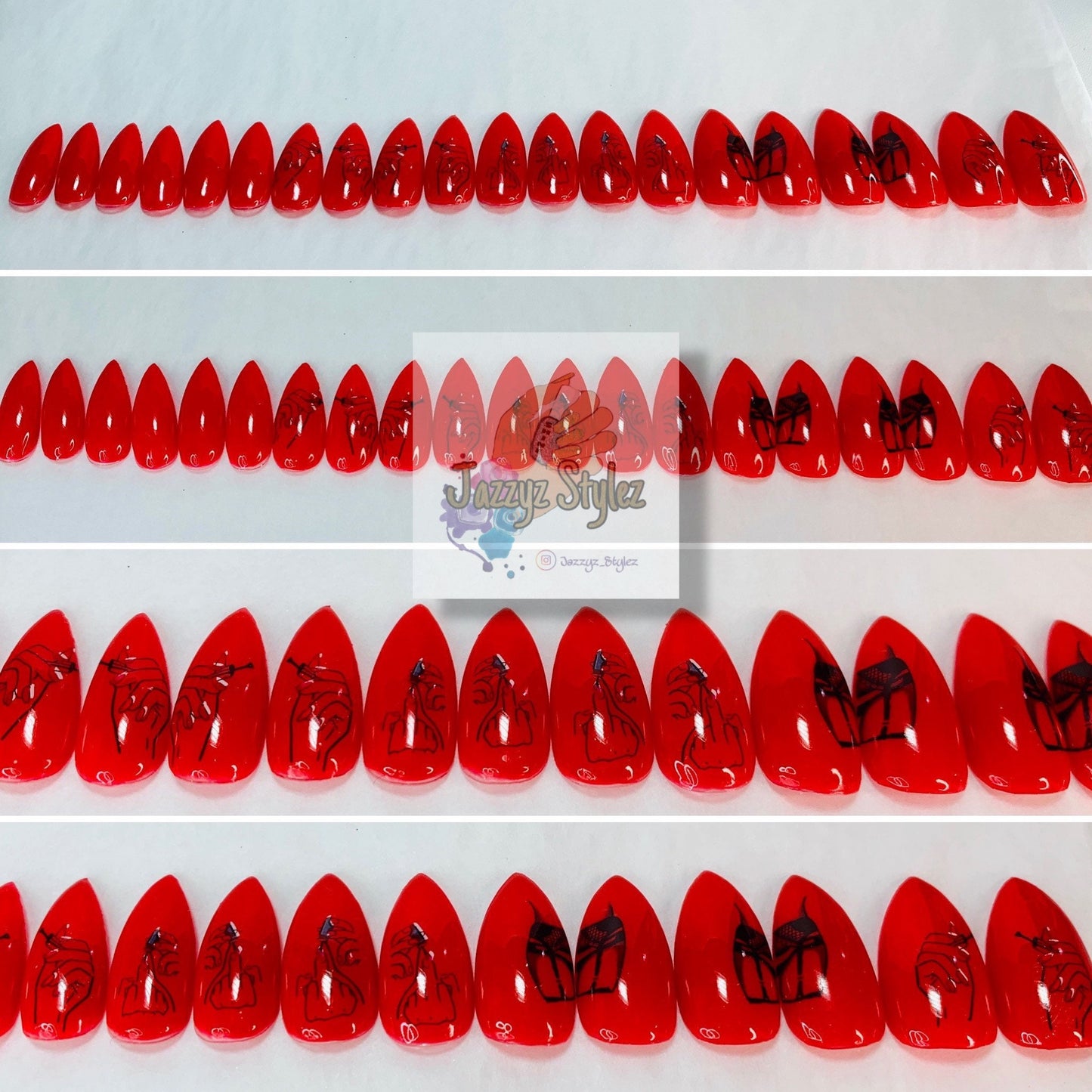 Not Your Mama’s Red Nails! 20 Piece Short Stiletto Press Ons