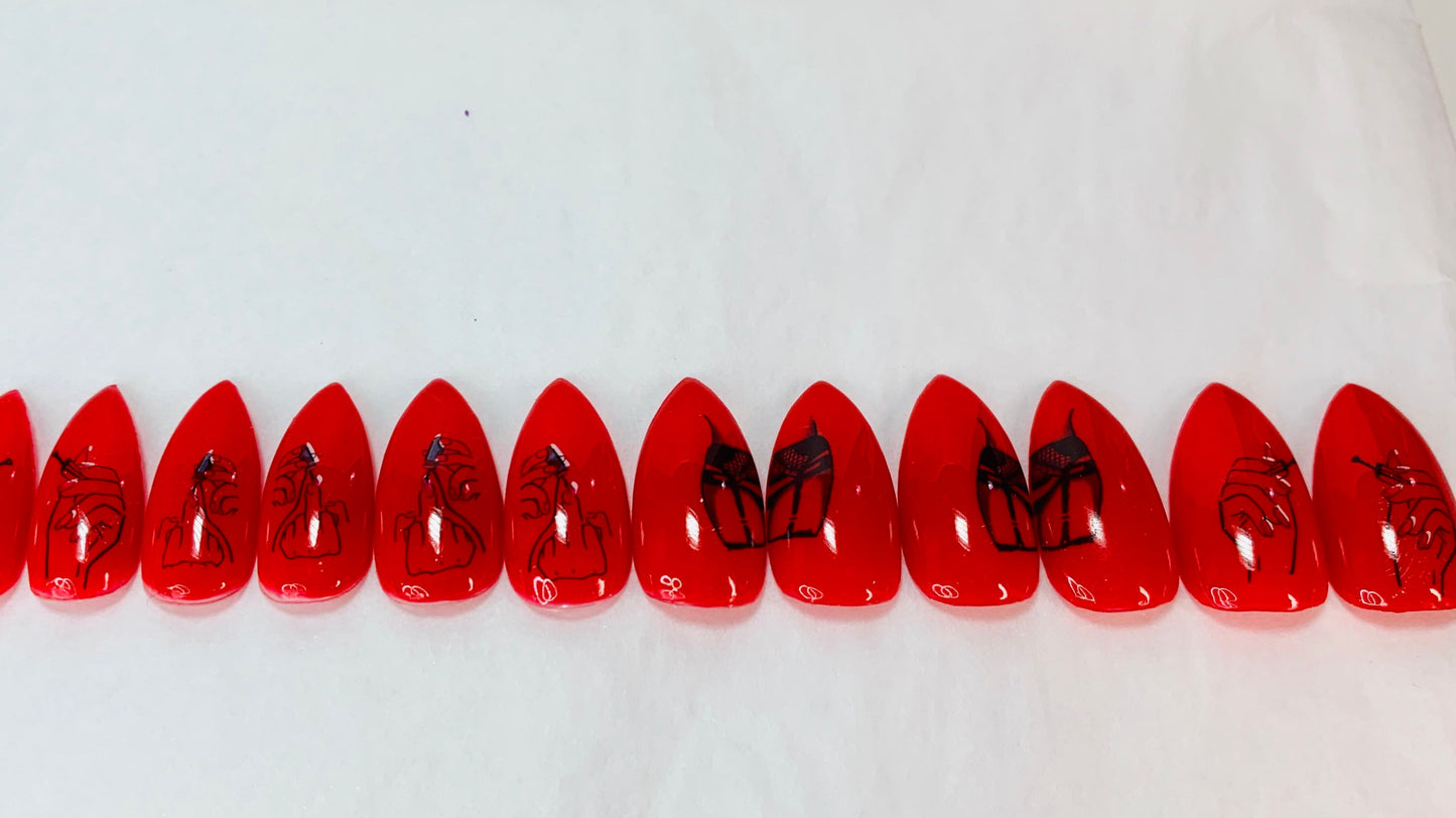 Not Your Mama’s Red Nails! 20 Piece Short Stiletto Press Ons
