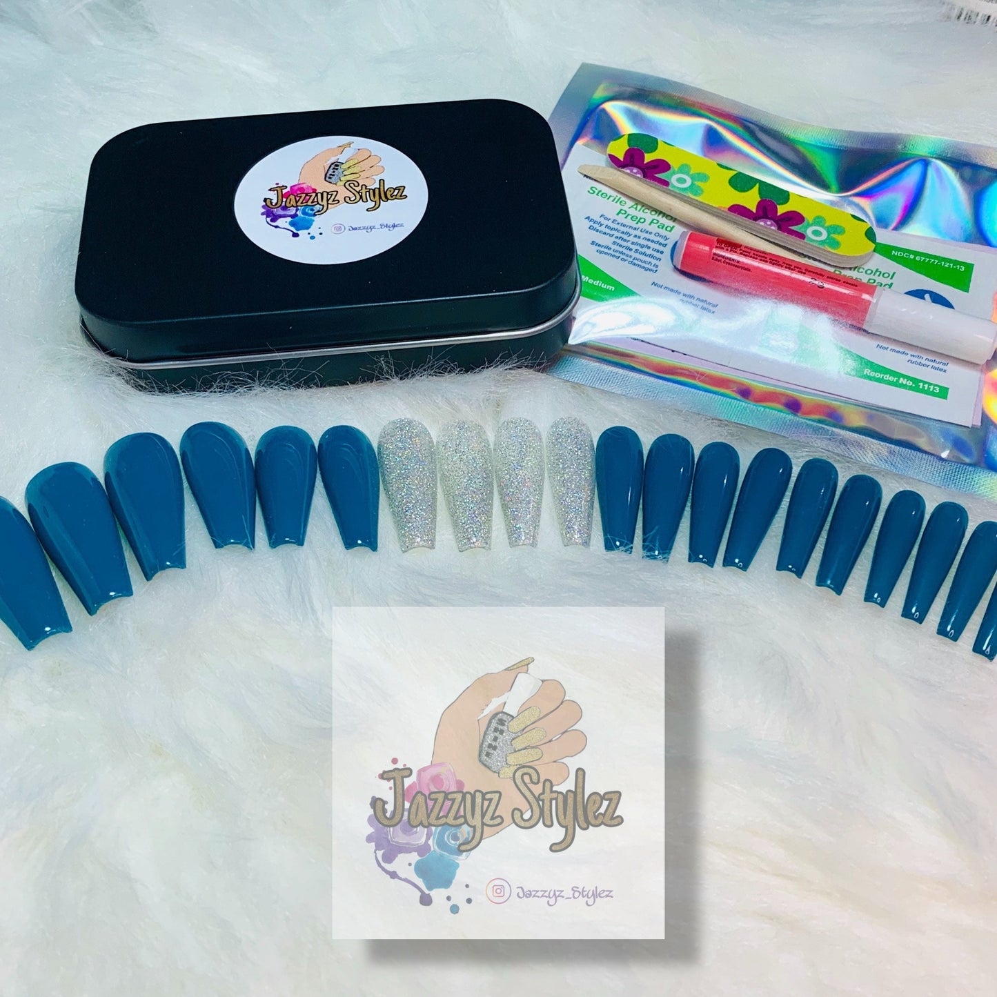 Teal Me You Love This 20 Piece Ballerina Press On Set