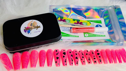 50% OFF!! Prey on my Black Heart 20 Piece Pink Ballerina Press Ons