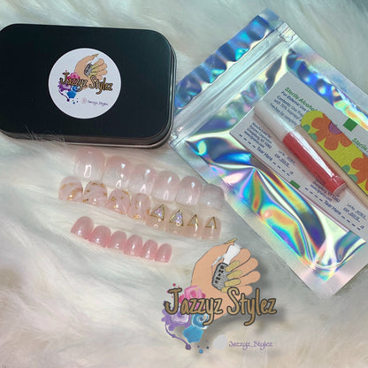 50% OFF!! Rose Quartz 20 Piece Short Square Press Ons