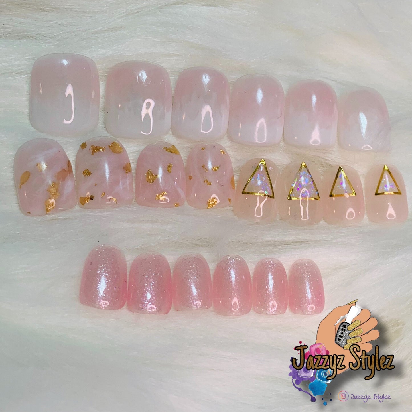 Rose Quartz 20 Piece Short Square Press Ons