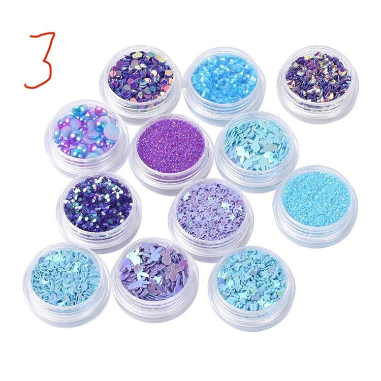 12 Pot Set Nail Sequins, Glitter, Decorations