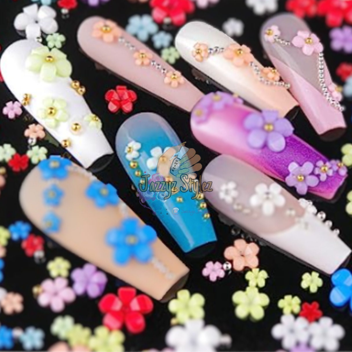 Tiny Flower Nail Charms