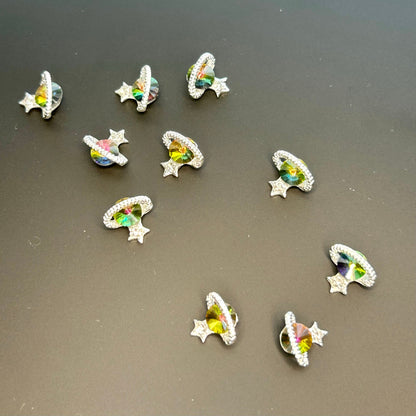 10 Piece Crystal Planet Nail Charms