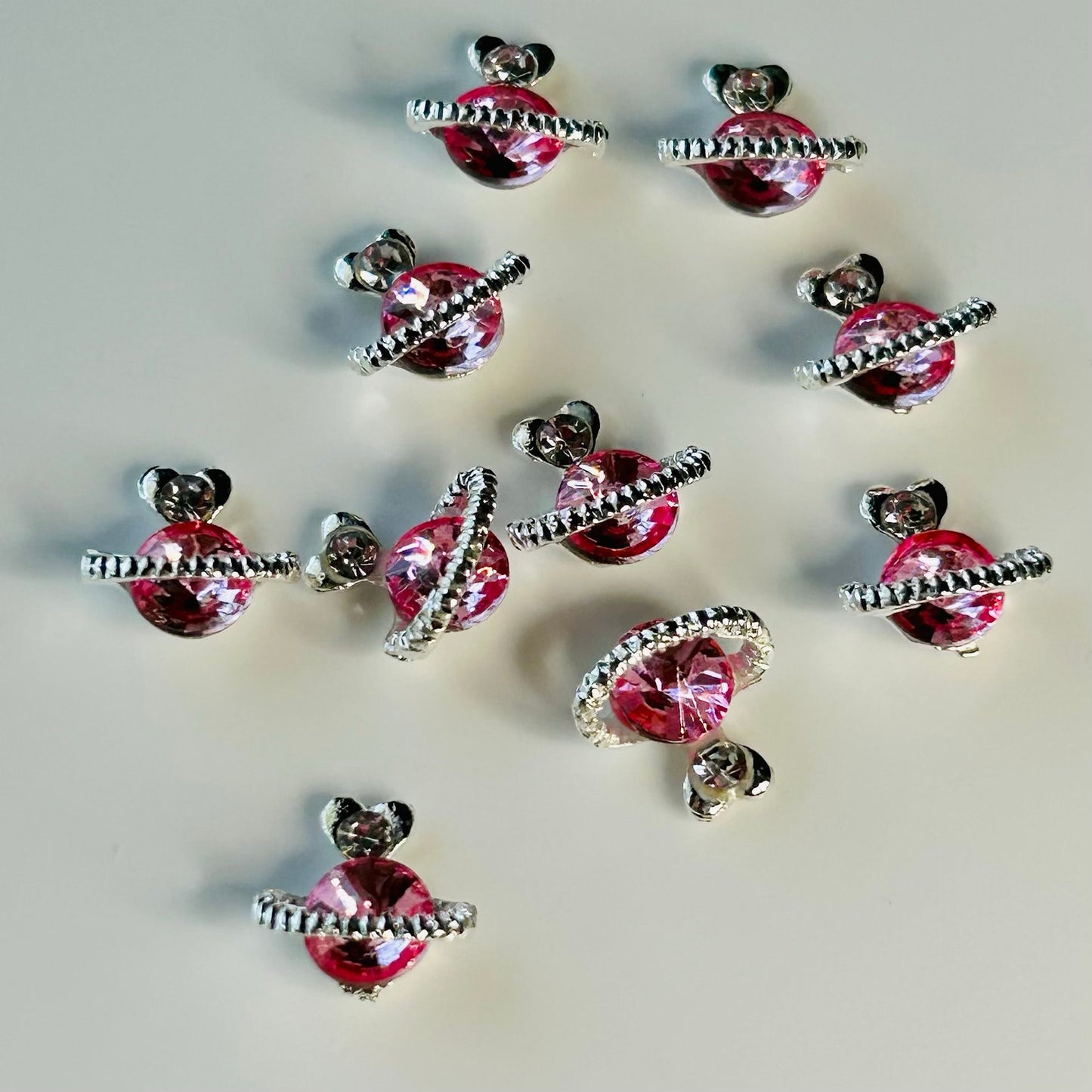 10 Piece Crystal Planet Nail Charms