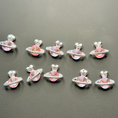 10 Piece Crystal Planet Nail Charms